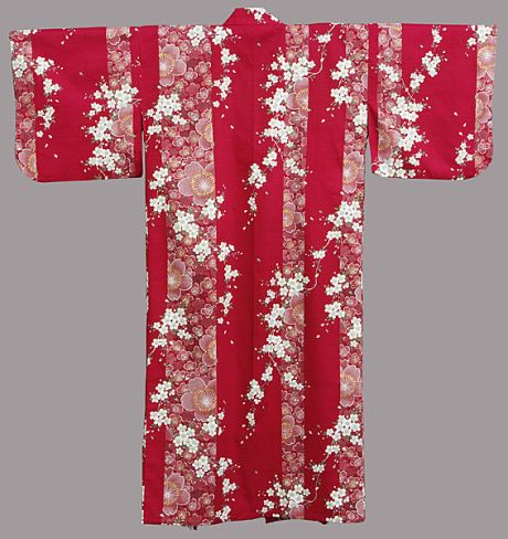Kimono Kirschblüte rot aus Baumwolle